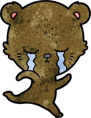 Bir insan tarafından çizilmiş ağlayan çizgi film ayısı.