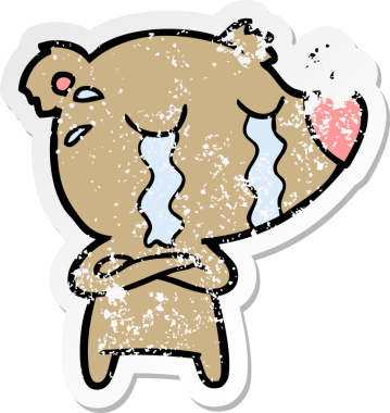 Bir insan tarafından çizilmiş ağlayan bir ayının sıkıntılı çıkartması.