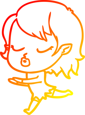 Bir insan tarafından çizilmiş sevimli bir vampir kız çizgi çizimi.