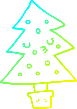 Soğuk gradyan çizgisi bir insan tarafından çizilmiş bir karikatür noel ağacı.
