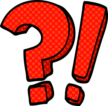 karikatür karalama soru işareti ve bir insan tarafından çizilmiş ünlem işareti