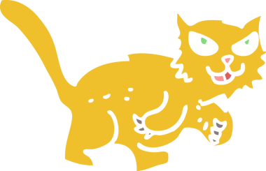 Bir insan tarafından çizilmiş kedinin düz renk çizimi