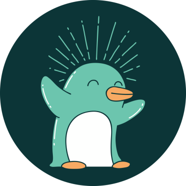 Bir insan tarafından çizilmiş mutlu penguen dövmesi ikonu