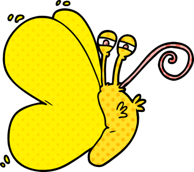 Bir insan tarafından çizilmiş komik bir kelebek.