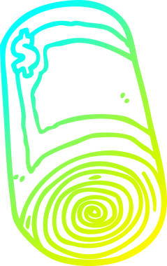 Bir insan tarafından çizilmiş bir para rulosunun soğuk gradyan çizgisi.