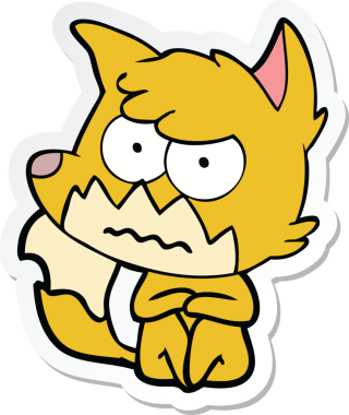 Bir insan tarafından çizilmiş, kızgın tilki çıkartması.