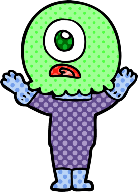 Çizgi film Tepegöz uzaylı uzay adamı bir insan tarafından çizildi.