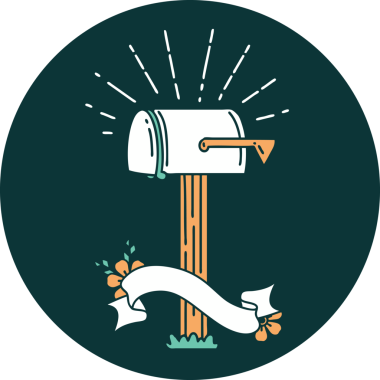 Bir insan tarafından çizilmiş dövme stili kapalı posta kutusu simgesi