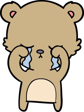 Bir insan tarafından çizilmiş ağlayan çizgi film ayısı.