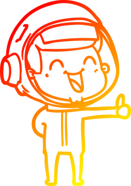 Bir insan tarafından çizilmiş mutlu bir astronotun sıcak çizgi çizimi