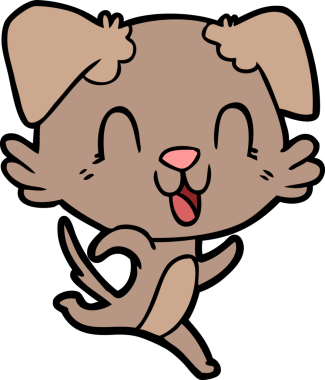 Bir insan tarafından çizilmiş gülen çizgi film köpeği.