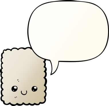 bir insan tarafından çizilmiş düzgün eğimli konuşma baloncuklu çizgi film bisküvisi