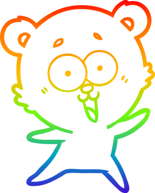 Bir insan tarafından çizilmiş gülen oyuncak ayının çizdiği gökkuşağı gradyan çizgisi.