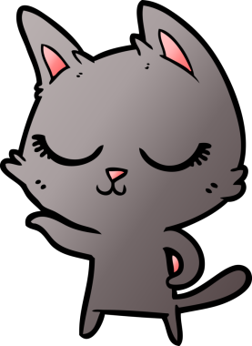 Bir insan tarafından çizilmiş sakin çizgi film kedisi.