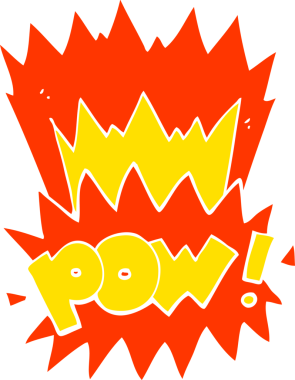 bir insan tarafından çizilmiş pow sembolünün düz renk çizimi