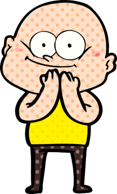 Bir insan tarafından çizilmiş kel bir adam.