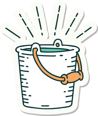 Bir insan tarafından çizilmiş dövme stili bir kova su.