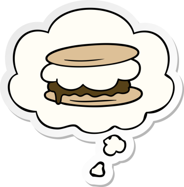 İnsan tarafından çizilmiş bir çıkartma olarak düşünce baloncuğu olan smore çizgi filmi