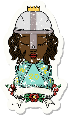 Retro Dövme Tarzı İnsan Savaşçısı Doğal 20 rulo ile Bir insan tarafından çizilmiş