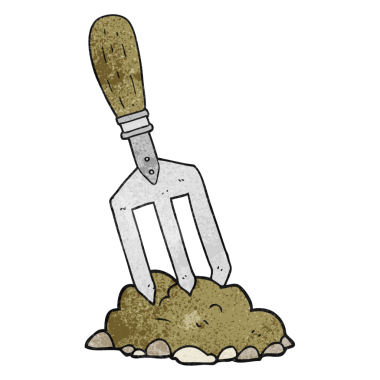 Bir insan tarafından çizilmiş el yapımı karikatür bahçe çatalı.