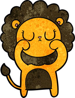 Bir insan tarafından çizilmiş çizgi film aslanı.