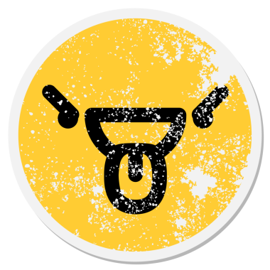 Bir insan tarafından çizilmiş sinirli, kaba, dairesel bir etiket.