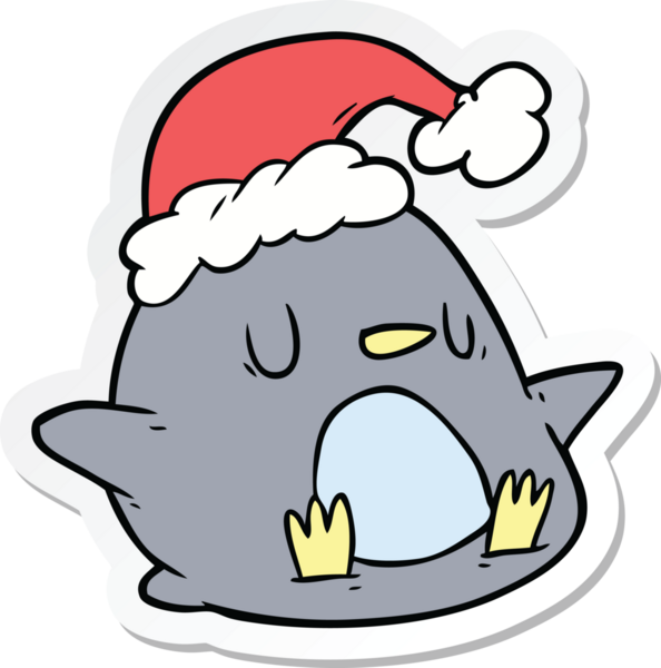 Bir insan tarafından çizilmiş şirin bir penguen çıkartması.