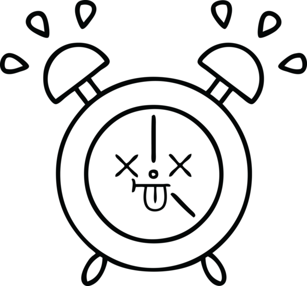 Bir insan tarafından çizilmiş bir alarm saati çizimi