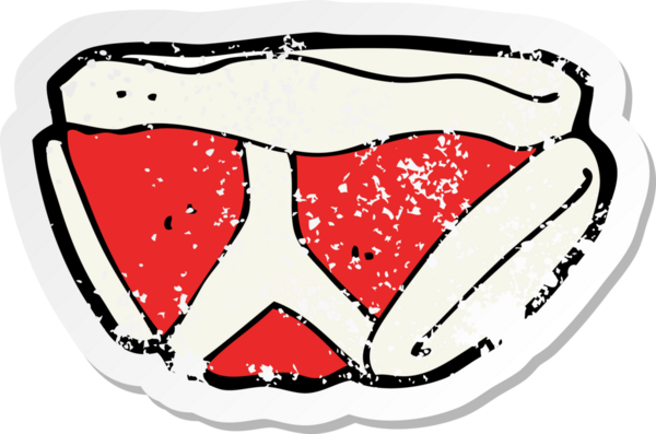 Bir insanın çizdiği karikatür külotunun gerilimli retro etiketi.