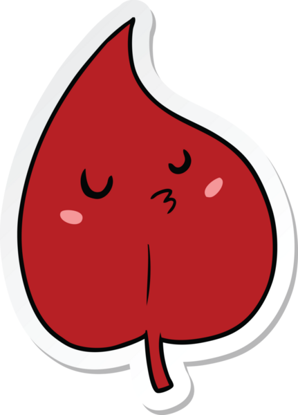 Bir insan tarafından çizilmiş bir sonbahar yaprağının çıkartması.