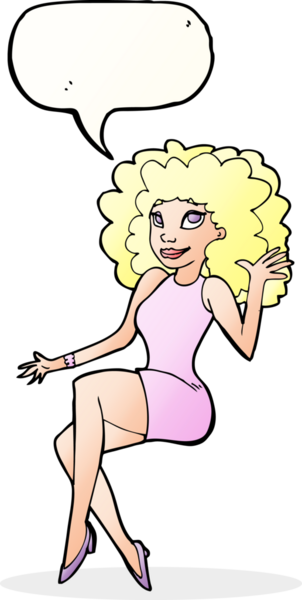 Bir insan tarafından çizilmiş konuşma balonuyla el sallayan bir karikatür kadını.