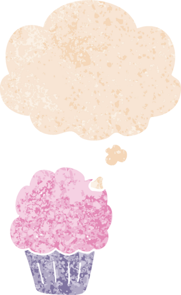 Düşünce baloncuklu çizgi film keki grunge sıkıntılı retro desenli bir insan tarafından çizilmiş