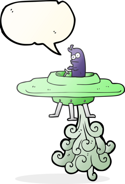 Bir insan tarafından çizilmiş serbest konuşma balonu uçan daire.