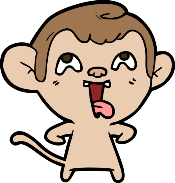 Bir insan tarafından çizilmiş çılgın çizgi film maymunu