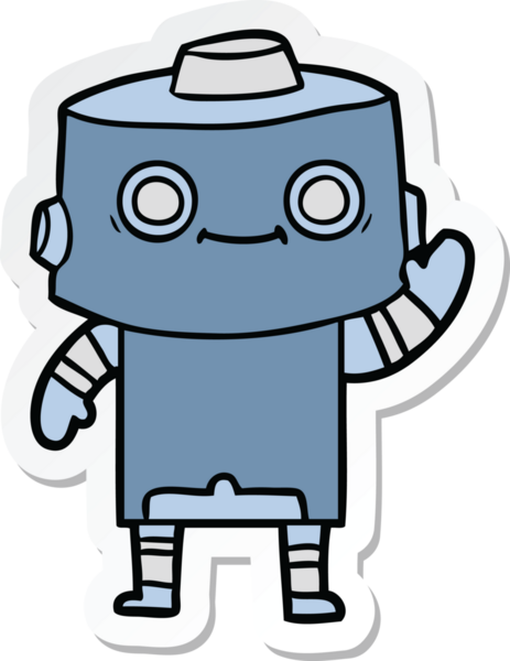 Bir insan tarafından çizilmiş robot karikatür çıkartması.