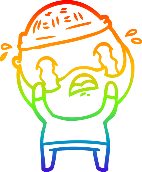 Bir insan tarafından çizilmiş ağlayan sakallı bir adamın çizimi.