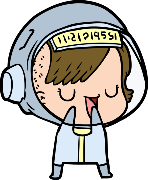 Bir insan tarafından çizilmiş astronot kadın.