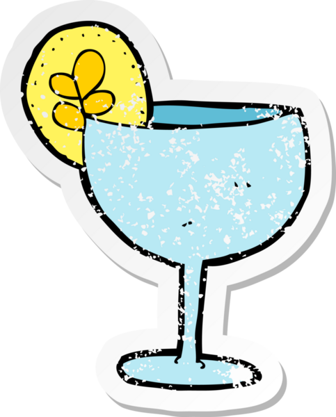 Bir insan tarafından çizilmiş karikatür kokteylinin gerilimli yapıştırması.