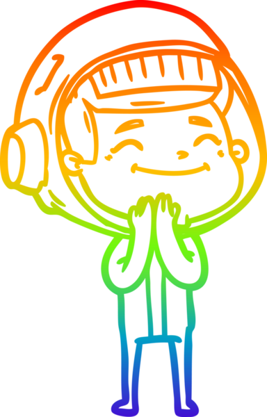 gökkuşağı gradyan çizimi mutlu bir çizgi astronot çizimi bir insan tarafından çizildi