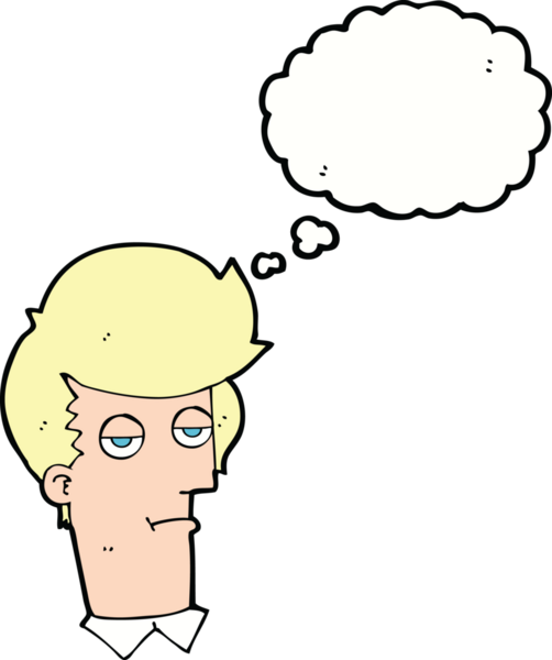 Bir insan tarafından çizilen düşünce baloncuğu ile sıkılmış adam çizgi filmi