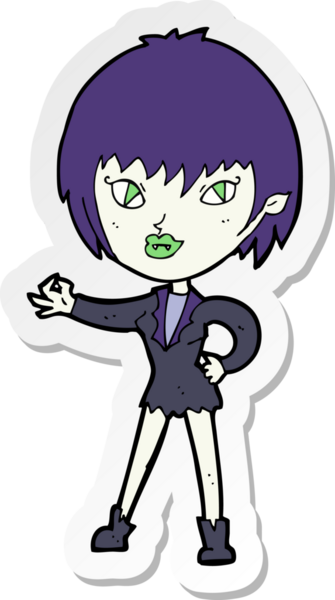 Bir insan tarafından çizilmiş vampir bir kızın çıkartması.