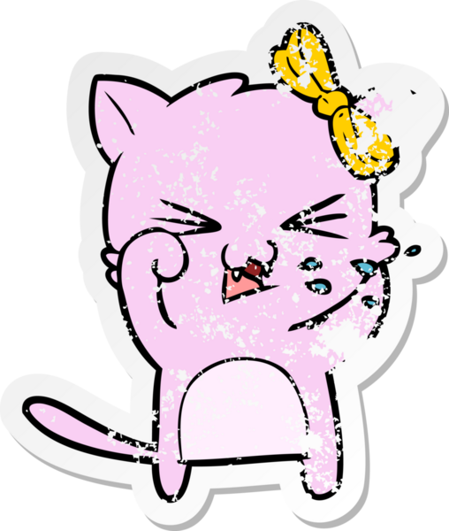 Bir insan tarafından çizilmiş karikatür bir kedinin sıkıntılı çıkartması.