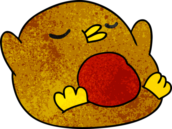 El yazısıyla çizilmiş şirin kawaii kırmızı robin bir insan tarafından çizilmiş.