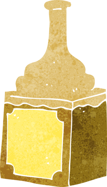 Bir insan tarafından çizilmiş viski şişesi.
