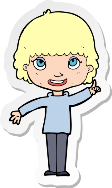 Bir insan tarafından çizilmiş fikri olan bir karikatür kadının çıkartması.