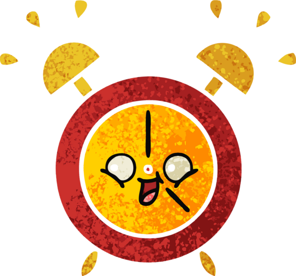 Bir insan tarafından çizilmiş alarm saatinin retro çizim tarzı karikatürü