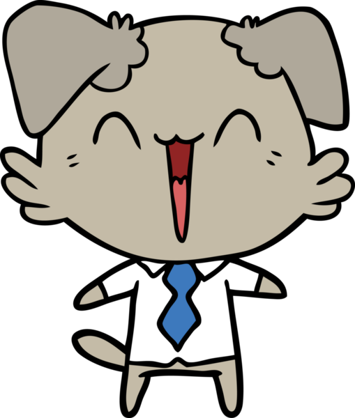 Bir insan tarafından çizilmiş mutlu ofis köpeği çizgi filmi.