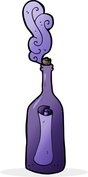 Bir insan tarafından çizilmiş şişedeki karikatür harfi.