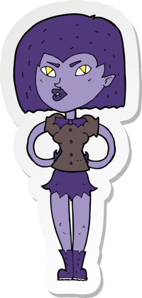 Bir insan tarafından çizilmiş vampir bir kızın çıkartması.