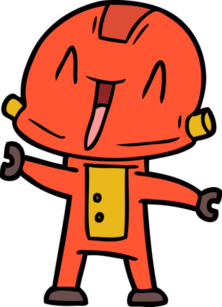 Bir insan tarafından çizilmiş çizgi film robotu